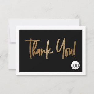 Elegant business logo Social Media Black Gold  Thank You Card