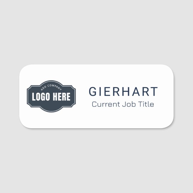 Elegant Business Logo Staff Employees Conference Name Tag (Front)