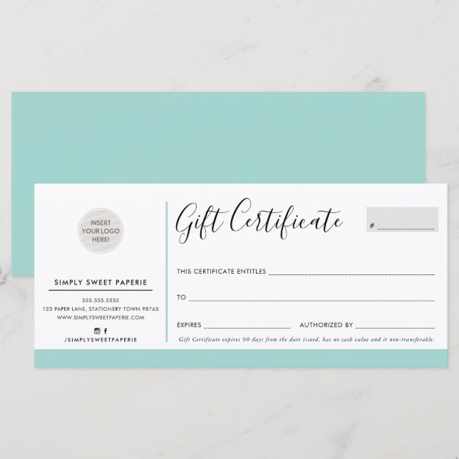 ELEGANT BUSINESS modern chic logo mint green (Front/Back)