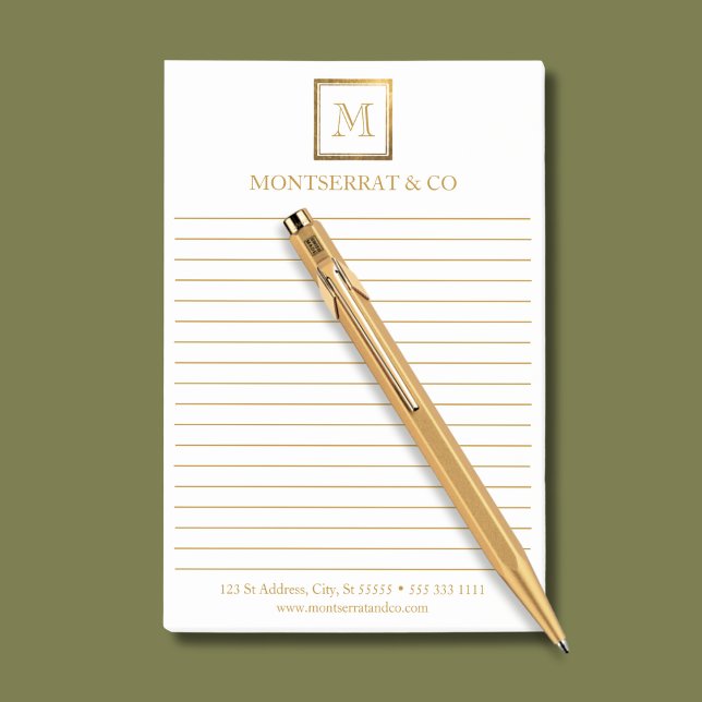 Elegant Business Monogram Logo Gold Square Lined Post-it Notes (Creator Uploaded)