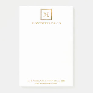 Elegant Business Monogram Logo Gold Square Post-it Notes