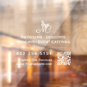 Elegant Business Monogram QR Code Phone Number Car Window Cling