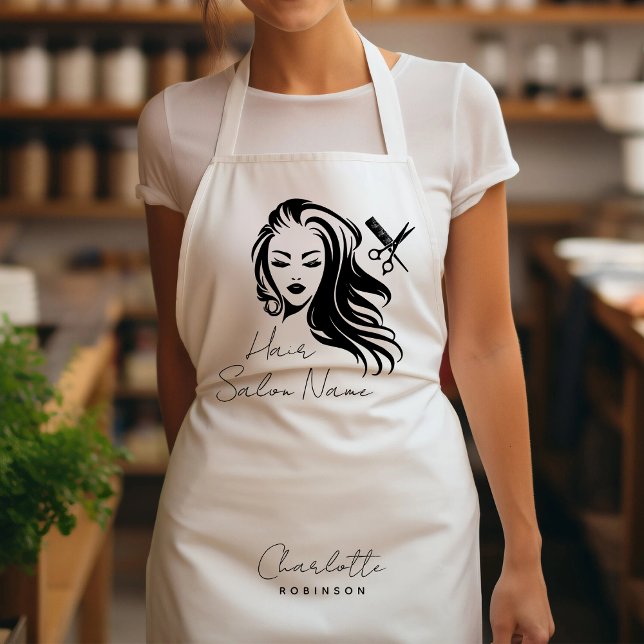 Elegant Business Name Hair Stylist Salon Apron (Creator Uploaded)