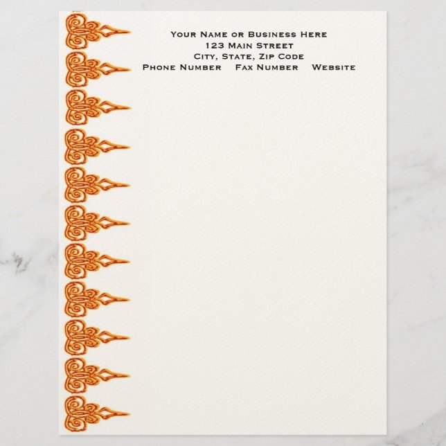 Elegant business orange lace letterhead template (Front)