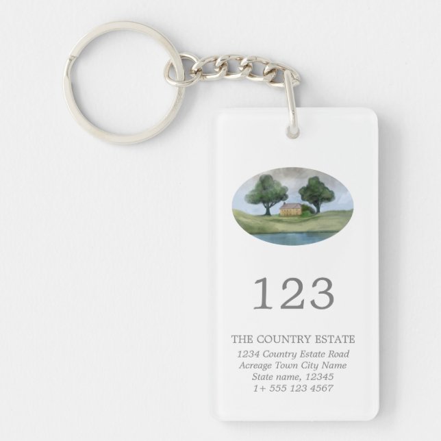 Elegant Business Property Room Number QR Code Key Ring (Front)