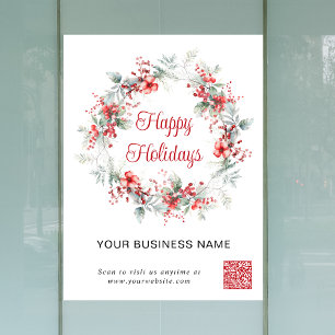 Elegant Business QR Code Christmas Holiday Window Cling