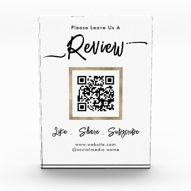 Elegant Business Review QR Code Photo Block (Front)