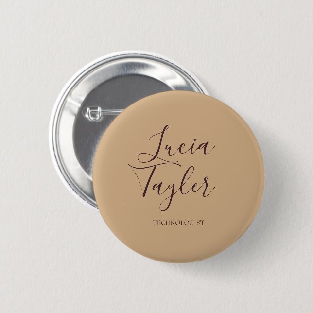 Elegant business script blush 6 cm round badge (Front & Back)