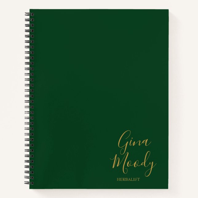Elegant business script green notebook (Front)