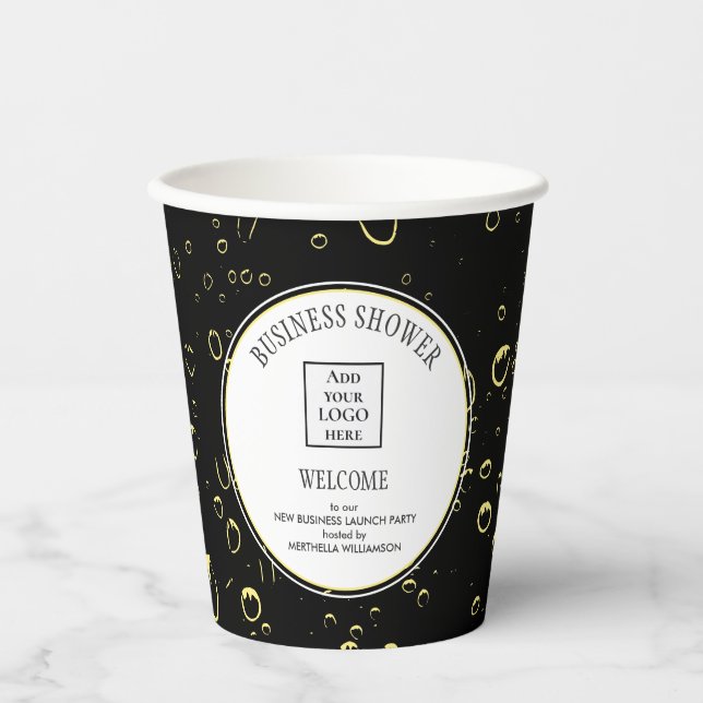 Elegant Business Shower Logo Paper Cups (Front)