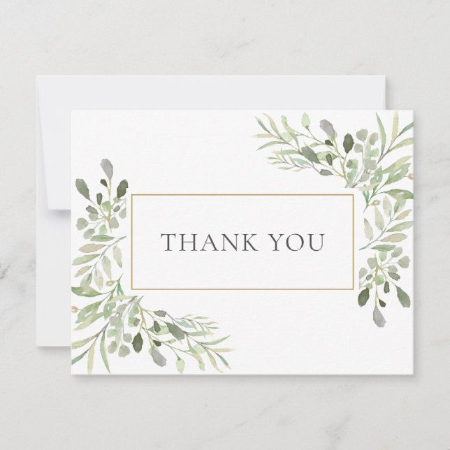 Elegant Business Spring Leaves Thank You Card (Front)