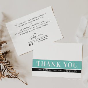 ELEGANT BUSINESS THANK YOU order insert mint green Card