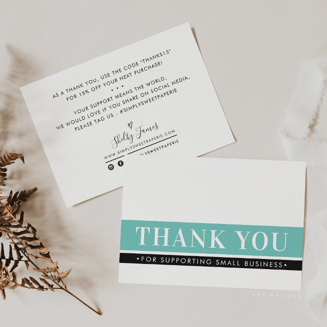 ELEGANT BUSINESS THANK YOU order insert mint green Card (Creator Uploaded)