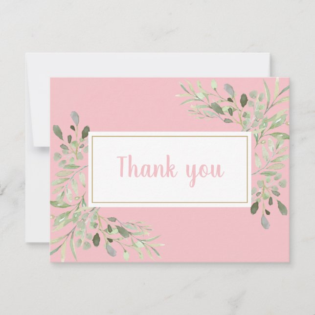 Elegant Business Thank You  Spring Leaves Card (Front)