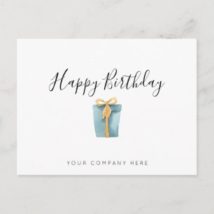 Elegant Business Watercolor Present Birthday Postcard