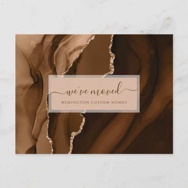 Elegant Business We've Moved Gold Gemstone Postcard (Front)