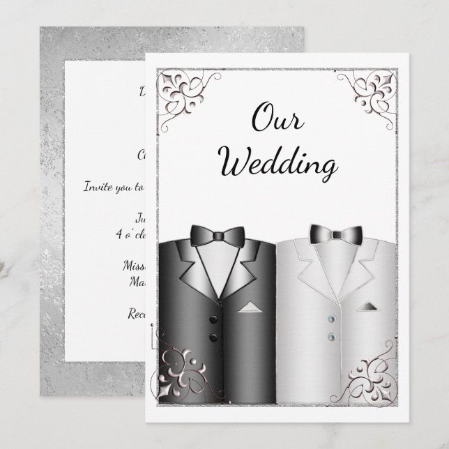 Elegant but simple gay Wedding Invitation (Front/Back)