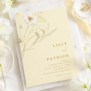 Elegant Butter yellow botanical modern wedding  Invitation