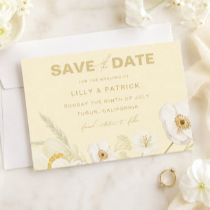 Elegant Butter yellow botanical modern wedding  Save The Date