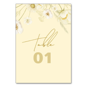 Elegant Butter yellow botanical modern wedding  Table Number