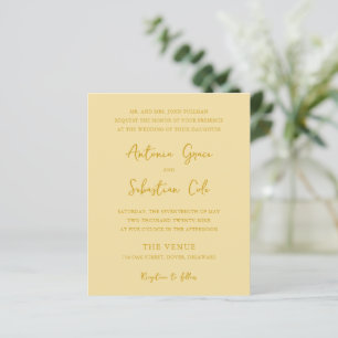 Elegant Butter Yellow Budget Wedding Invitation