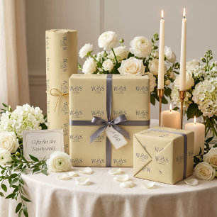 Elegant Butter Yellow initial wedding couples Wrapping Paper