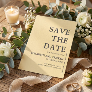 Elegant Butter Yellow Minimalist Wedding  Save The Date