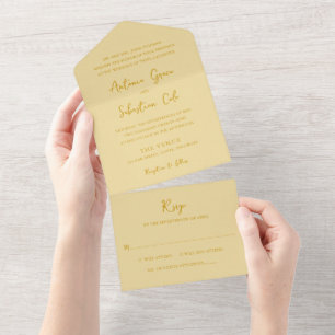 Elegant Butter Yellow Modern Wedding All In One Invitation