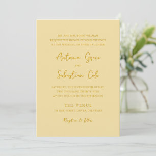 Elegant Butter Yellow Modern Wedding Invitation