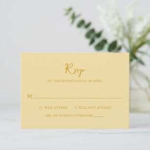 Elegant Butter Yellow Modern Wedding RSVP Card