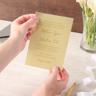 Elegant Butter Yellow Modern Wedding Vellum Invitations