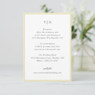 Elegant Butter Yellow Monogram Modern Wedding Enclosure Card