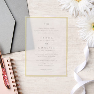 Elegant Butter Yellow Monogram Modern Wedding Vellum Invitations