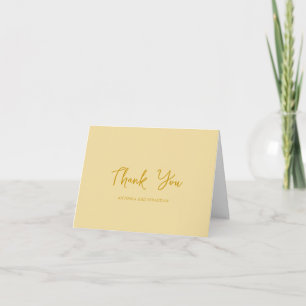 Elegant Butter Yellow Photo Modern Wedding Thank You Card
