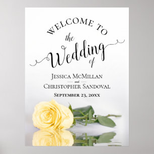 Elegant Butter Yellow Rose Classy Wedding Welcome Poster