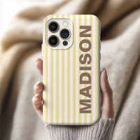 Elegant Butter Yellow Stripe Bride Bridesmaid Name