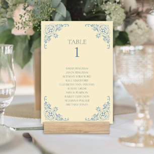 Elegant Butter Yellow Vintage Border with Names Table Number