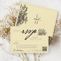 Elegant Butter Yellow Vintage Floral Label Wedding