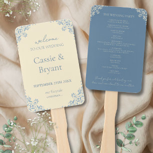 Elegant Butter Yellow Vintage Wedding Program Fan