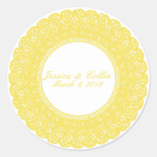 Elegant buttercup yellow lace custom sticker