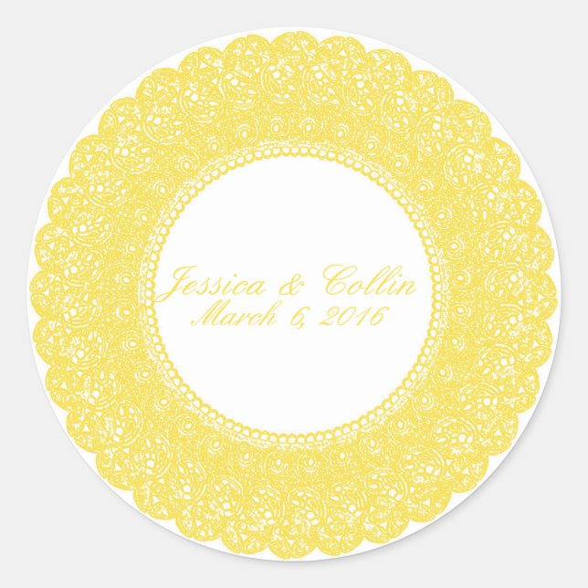 Elegant buttercup yellow lace custom sticker (Front)