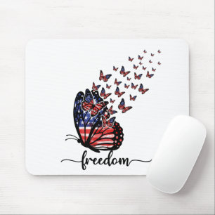Elegant Butterflies   American Flag   Freedom Mouse Mat