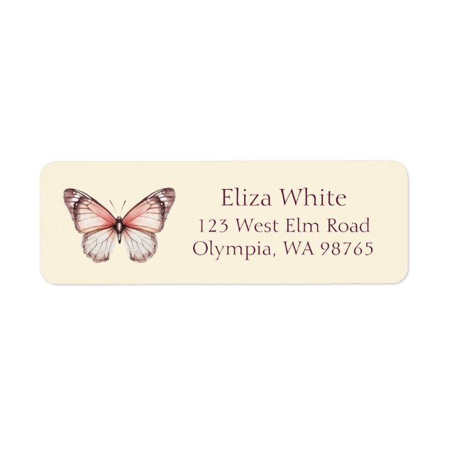 Elegant Butterflies Bridal Shower Address CUSTOM (Front)