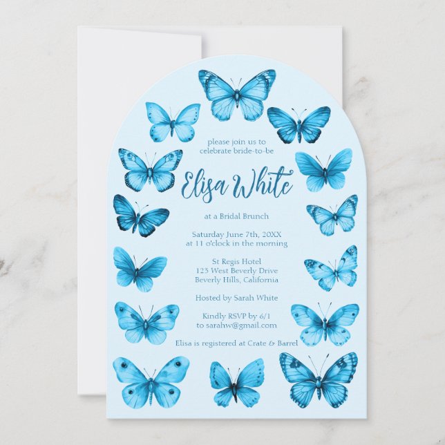 Elegant Butterflies Bridal Shower CUSTOM Arch Invitation (Front)