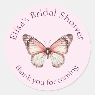 Elegant Butterflies Bridal Shower CUSTOM Classic Round Sticker