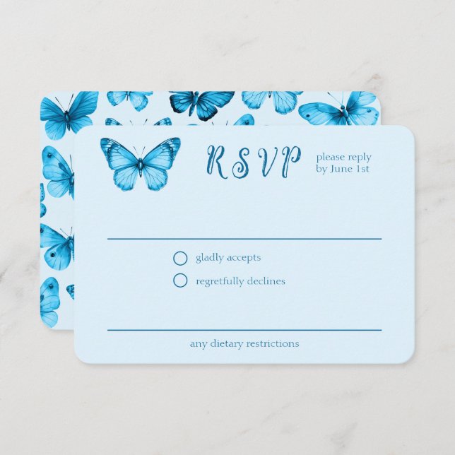 Elegant Butterflies Bridal Shower CUSTOM RSVP Enclosure Card (Front/Back)