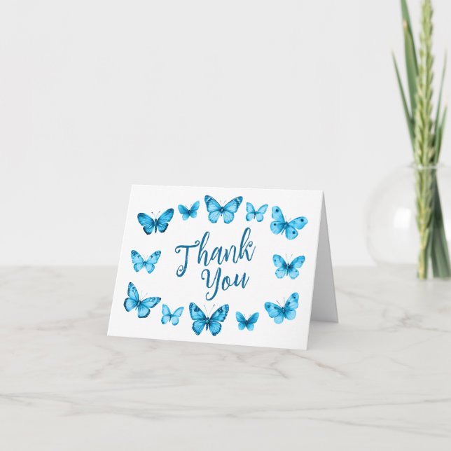 Elegant Butterflies Bridal Shower CUSTOM Thank You Card (Front)