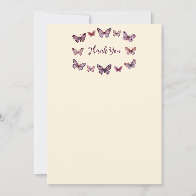 Elegant Butterflies Bridal Shower CUSTOM Thank You Card (Front)