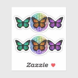 Elegant butterflies colourful flower of life