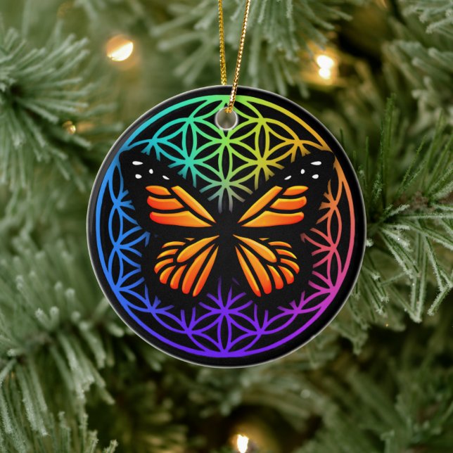 Elegant butterflies colourful flower of life  ceramic tree decoration (Tree)